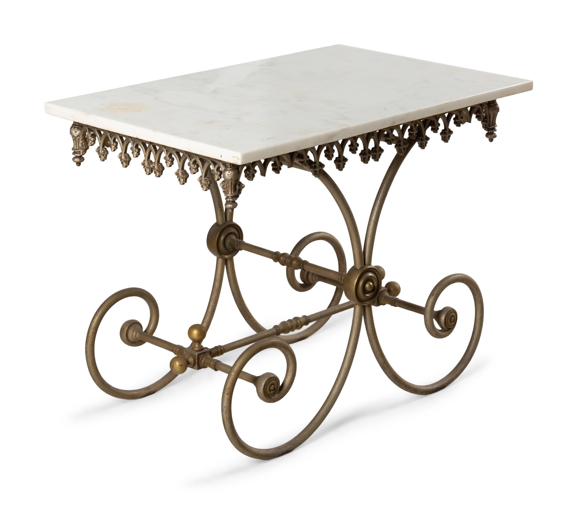 A French Steel and Marble Pastry Table