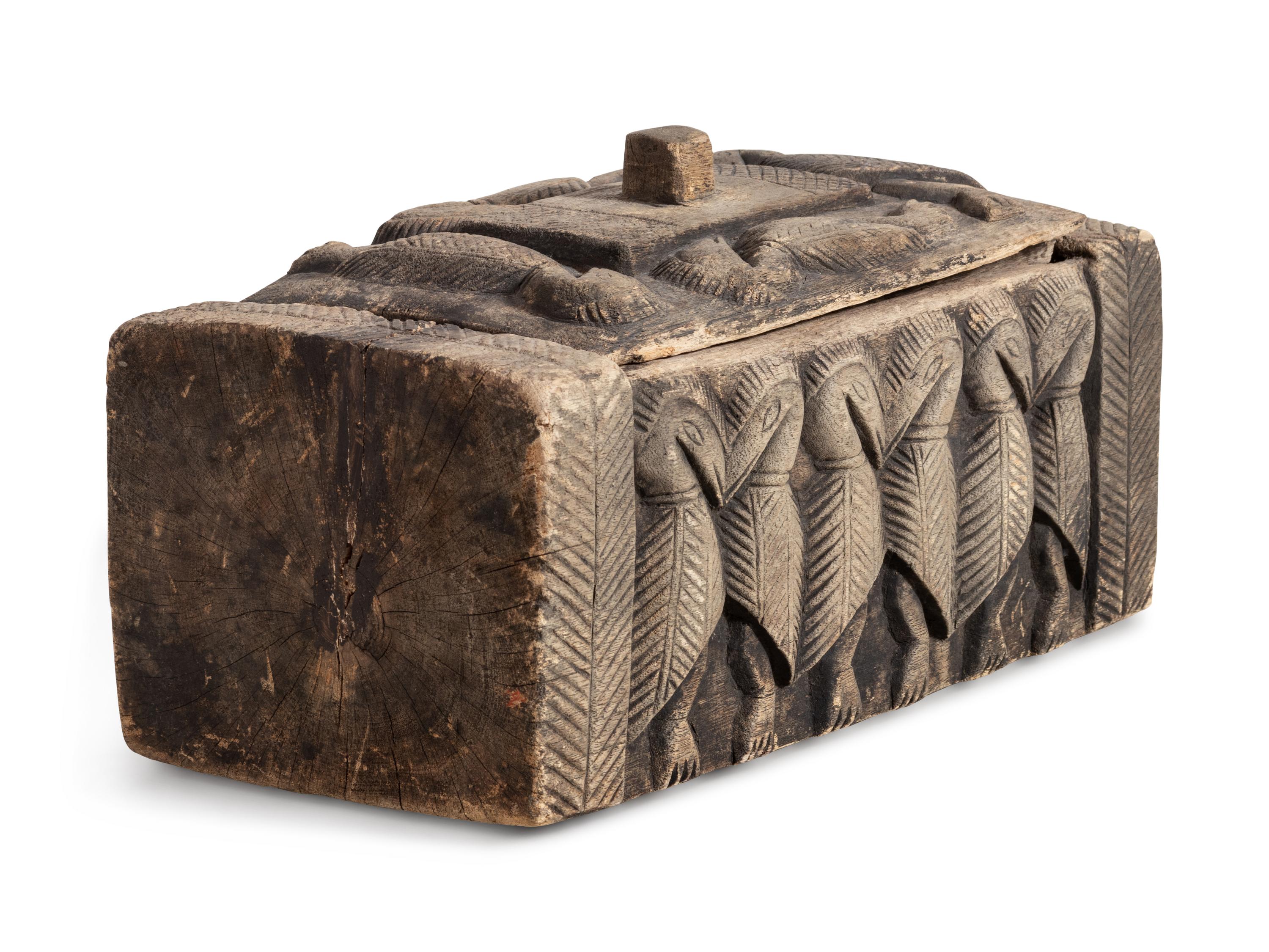 Sepik River Region Papua New Guinea Hornbill Carved Wooden Box and Cover