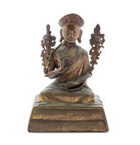 A Sino-Tibetan Gilt Bronze Figure of the Third Chakya