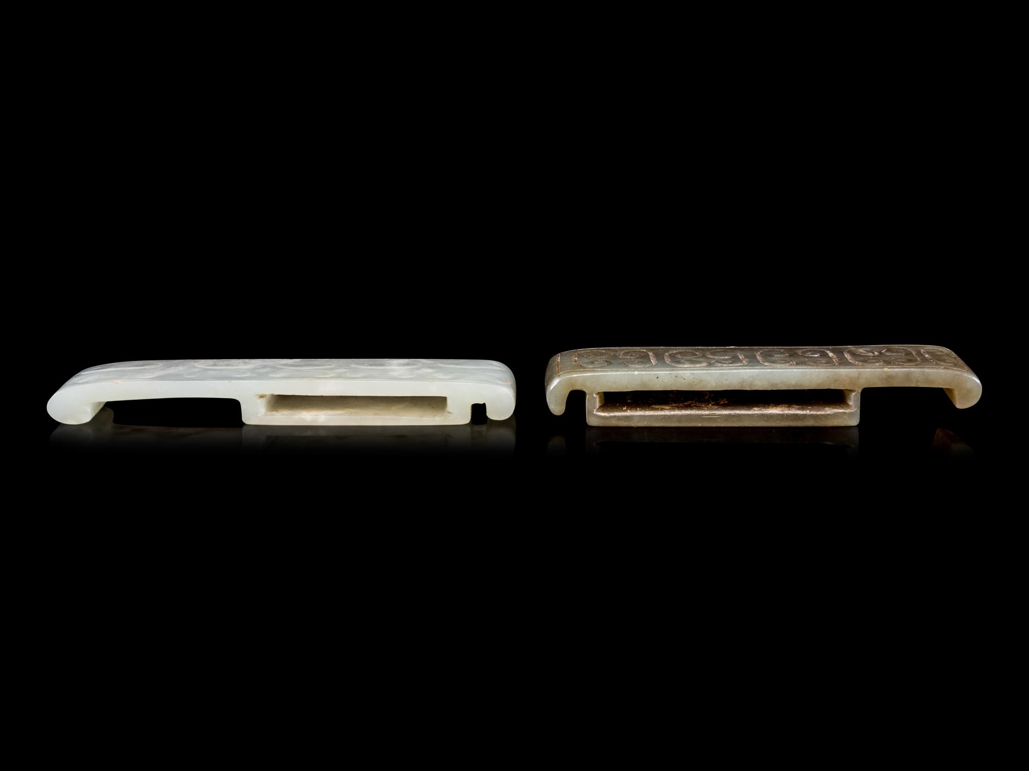 Two Chinese Jade Sword Slides