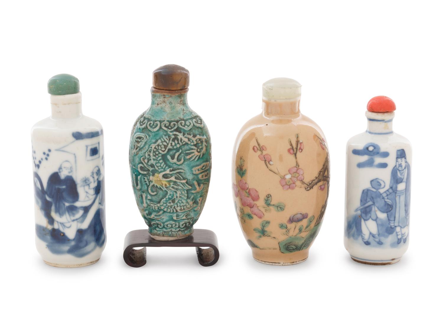 Four Chinese Porcelain Snuff Bottles