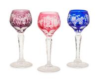 A Set of Twelve Bohemian Cut-to-Clear Colored Glass Cordials
