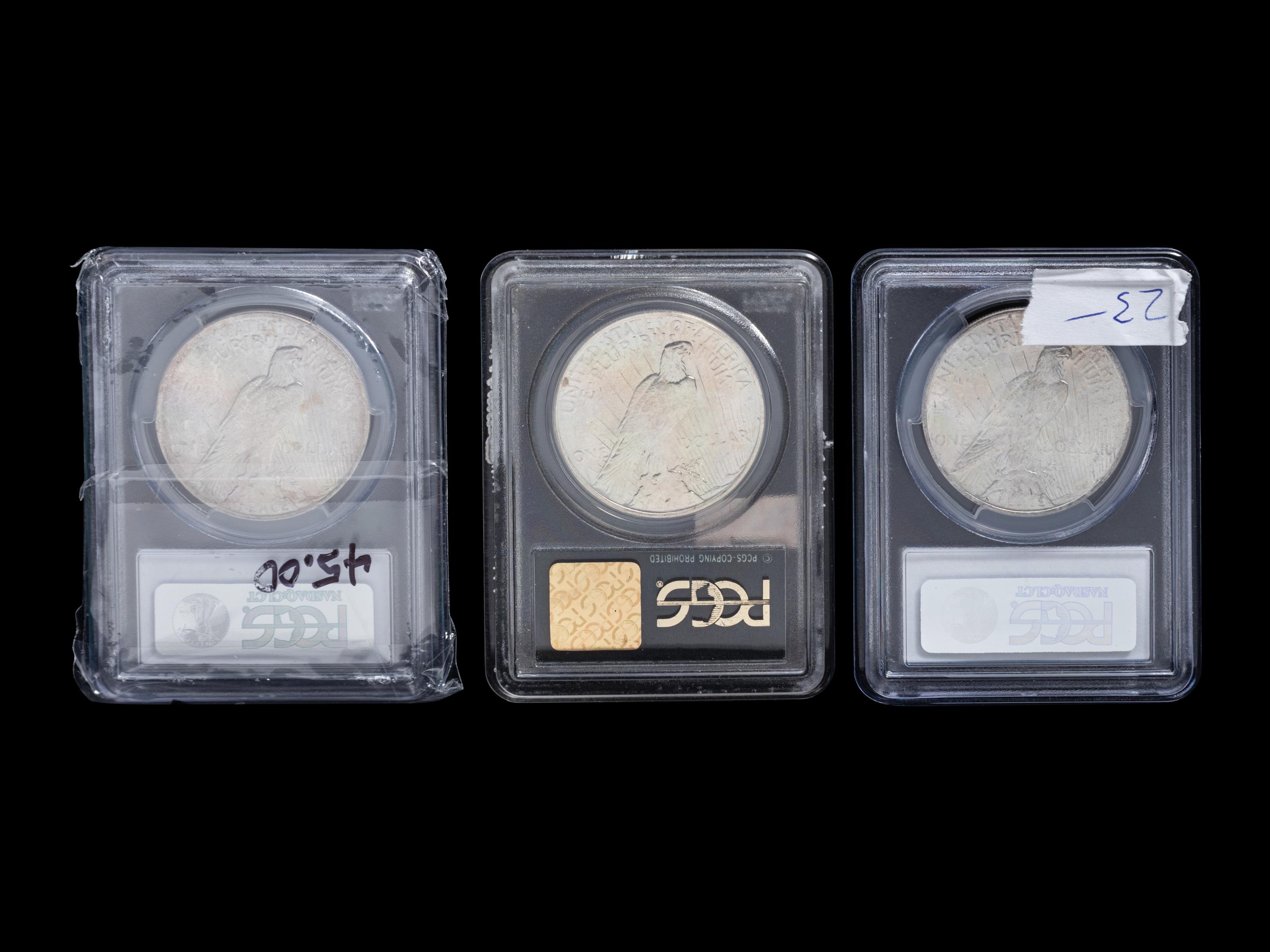 Six 1922 Peace $1 Coins