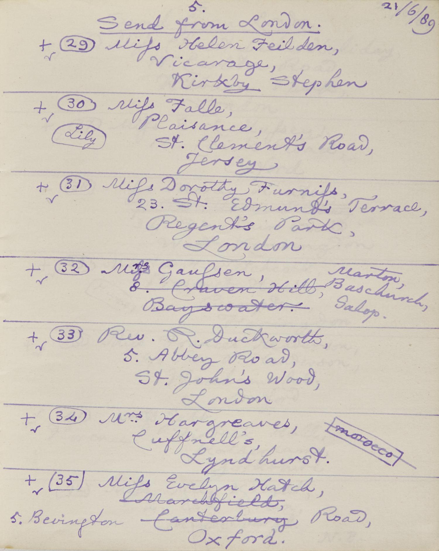 Carroll, Lewis (Charles Lutwidge Dodgson) Autograph Register Listing Recipients of Presentation Copies of "The Nursery Alice"