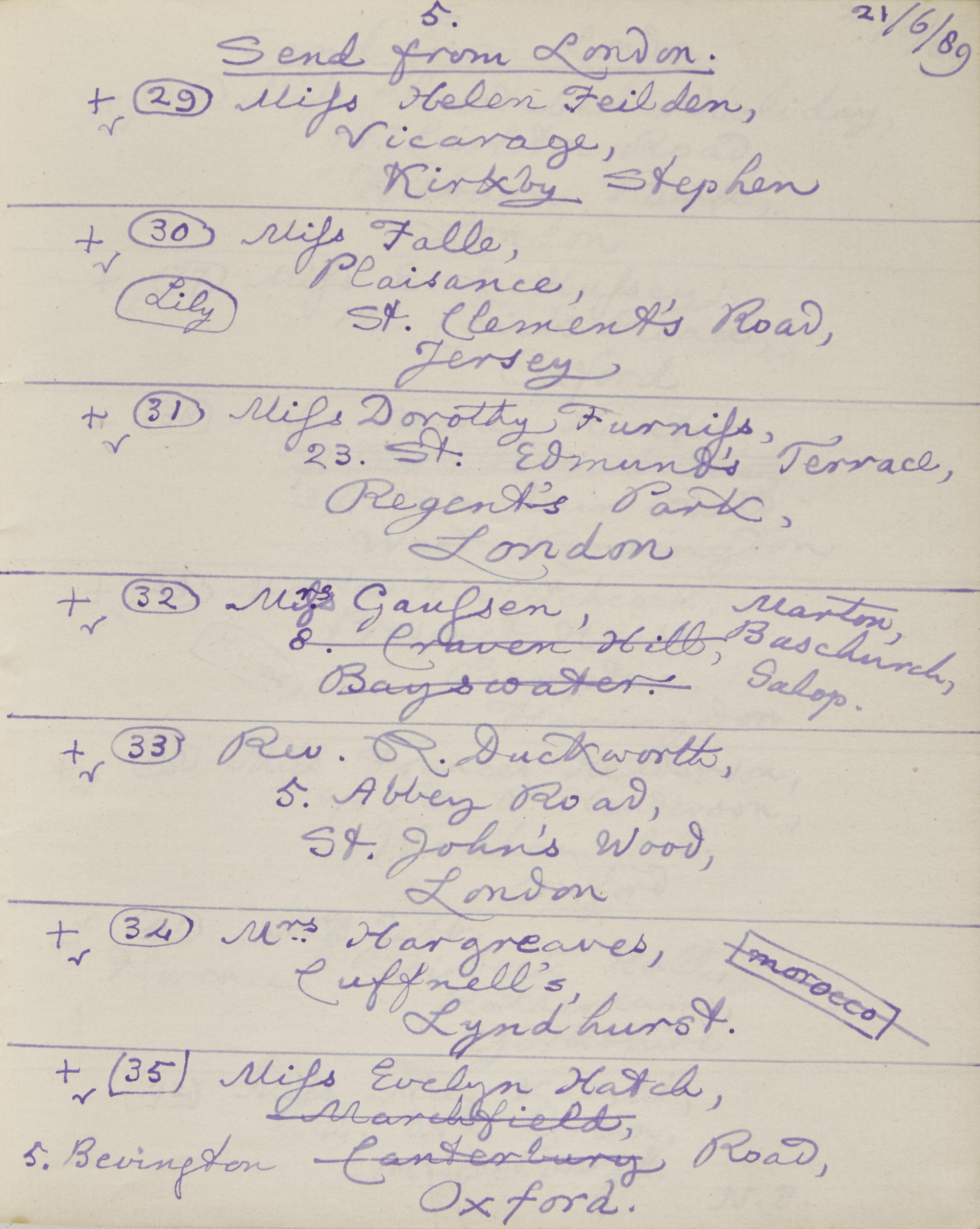Carroll, Lewis (Charles Lutwidge Dodgson) Autograph Register Listing Recipients of Presentation Copies of "The Nursery Alice"