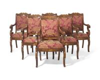 A Fine Set of Six Louis Philippe Palisander and Marquetry Fauteuils