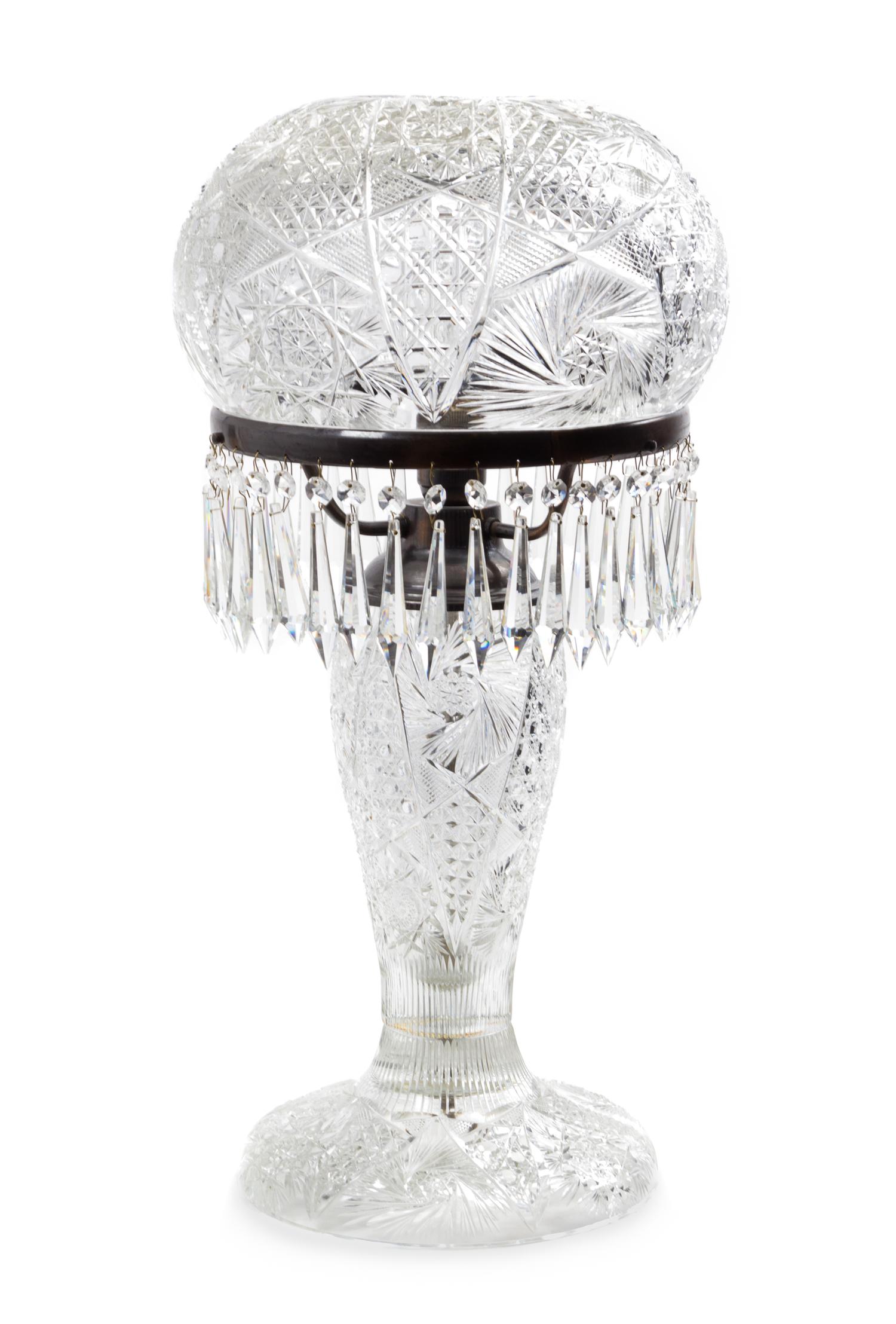 An American Brilliant Cut Glass Lamp Height 26 inches. — LATE 19TH/EARLY 20TH CENTURY