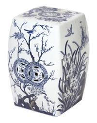 A Chinese Style Blue and White Porcelain Garden Seat Height 20 x diameter 13 square inches. — 20TH CENTURY