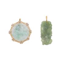 COLLECTION OF YELLOW GOLD AND JADE PENDANTS
