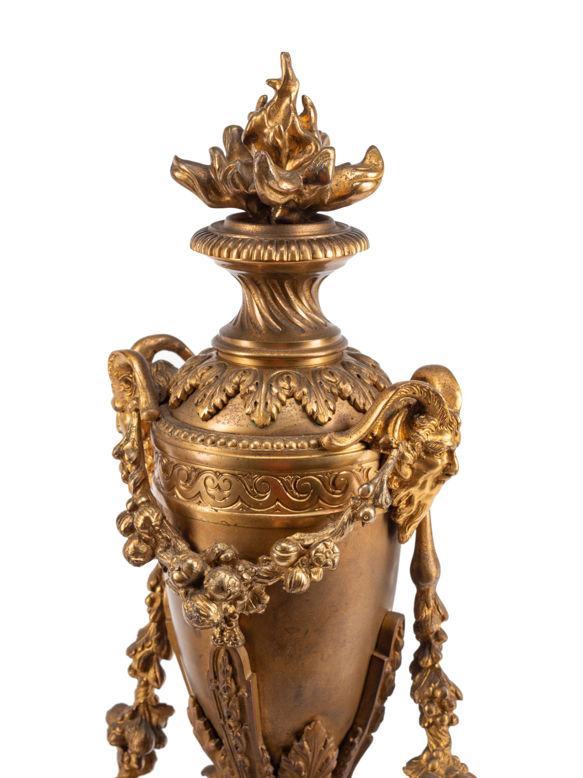 A Pair of Louis XVI Style Gilt Bronze Chenets