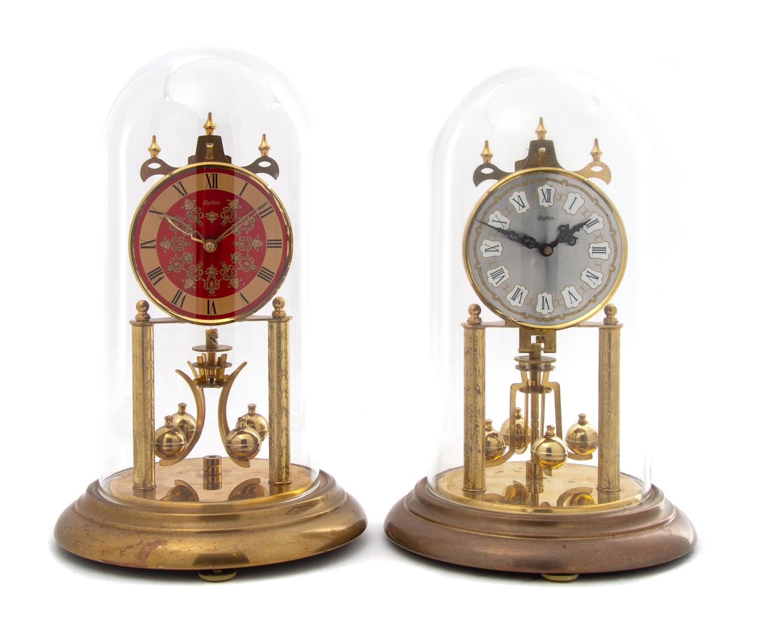 Two German Brass Torsion Pendulum Clocks HALLER, 20TH…