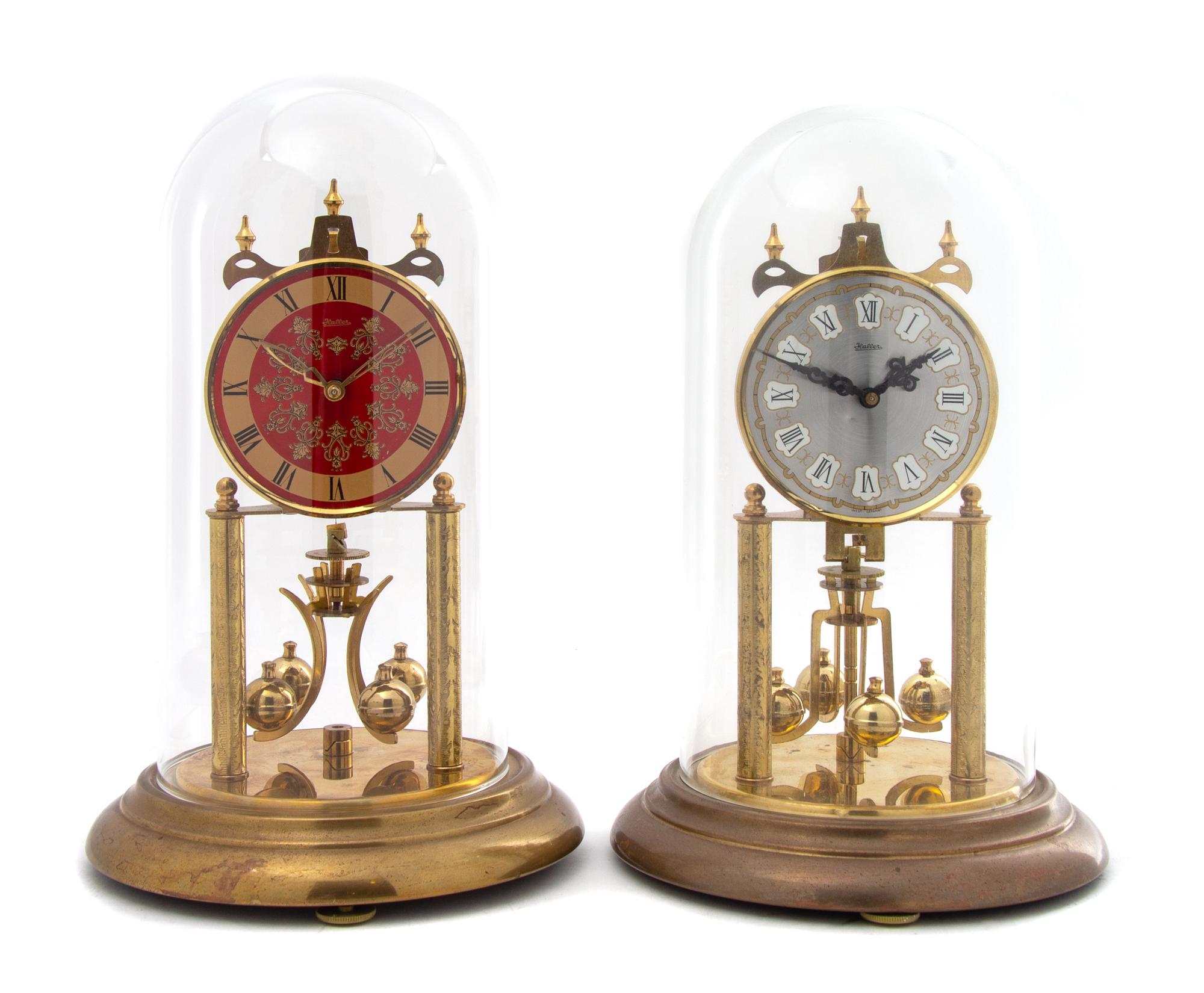 Two German Brass Torsion Pendulum Clocks HALLER, 20TH…