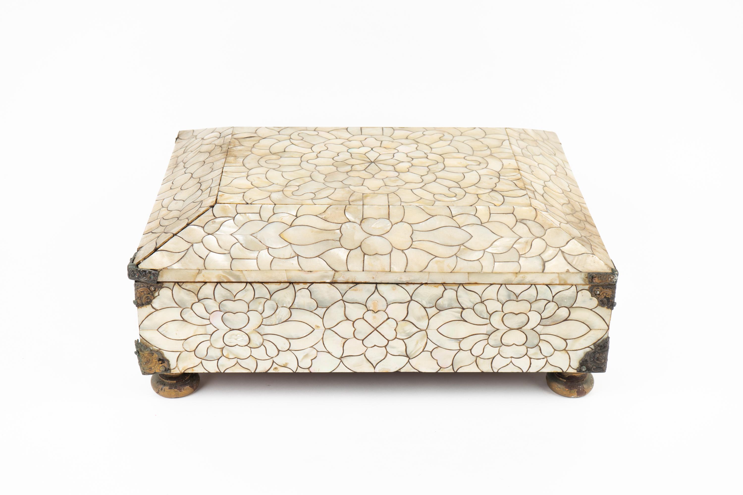 An Indian Mother-of-Pearl Veneered Casket