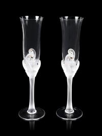 A Pair of Champagne Flutes Jean Claude, France