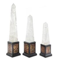 A Set of Three Graduated Rock Crystal and Boulle Marquetry Obelisks Height of tallest 26 1/2 inches. — 20TH CENTURY
