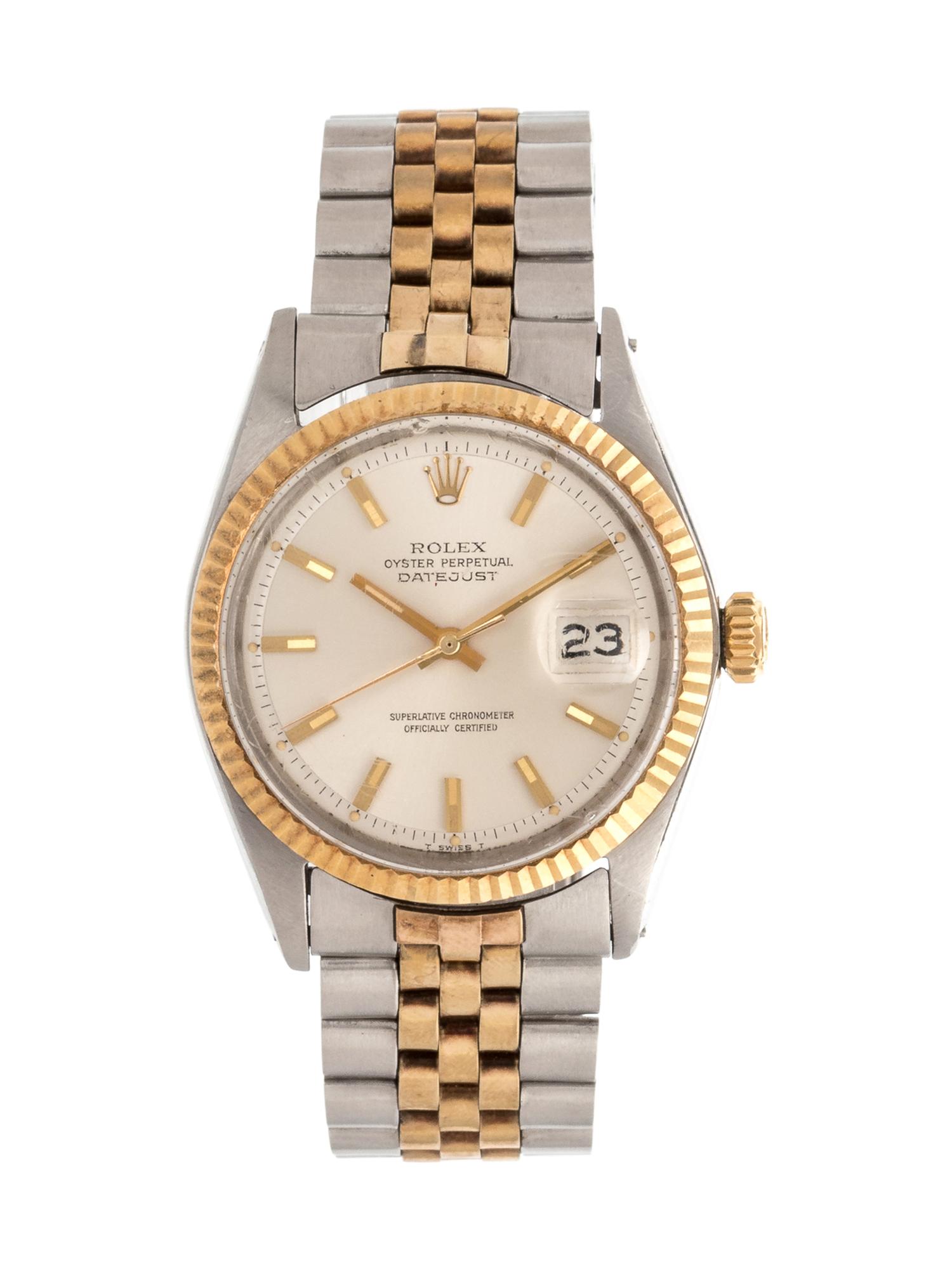 ROLEX, STAINLESS STEEL AND YELLOW GOLD REF. 1601 'DATEJUST' WRISTWATCH, CIRCA 1969