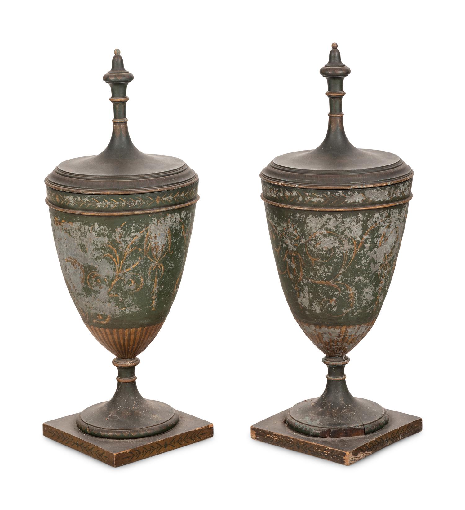 A Pair of Large Continental Tôle Urns