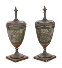 A Pair of Large Continental Tôle Urns