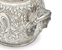 A Rare Sterling Silver Three-Piece Saracenic Tea Service