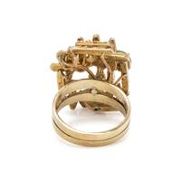 YELLOW GOLD, CULTURED PEARL AND JADE RING