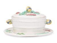 A Mottahedeh Glazed Earthenware Seafood Tureen and Tray