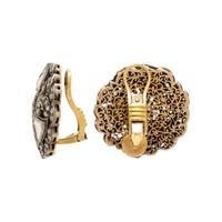 Diamond and Silver-Topped Gold Earrings