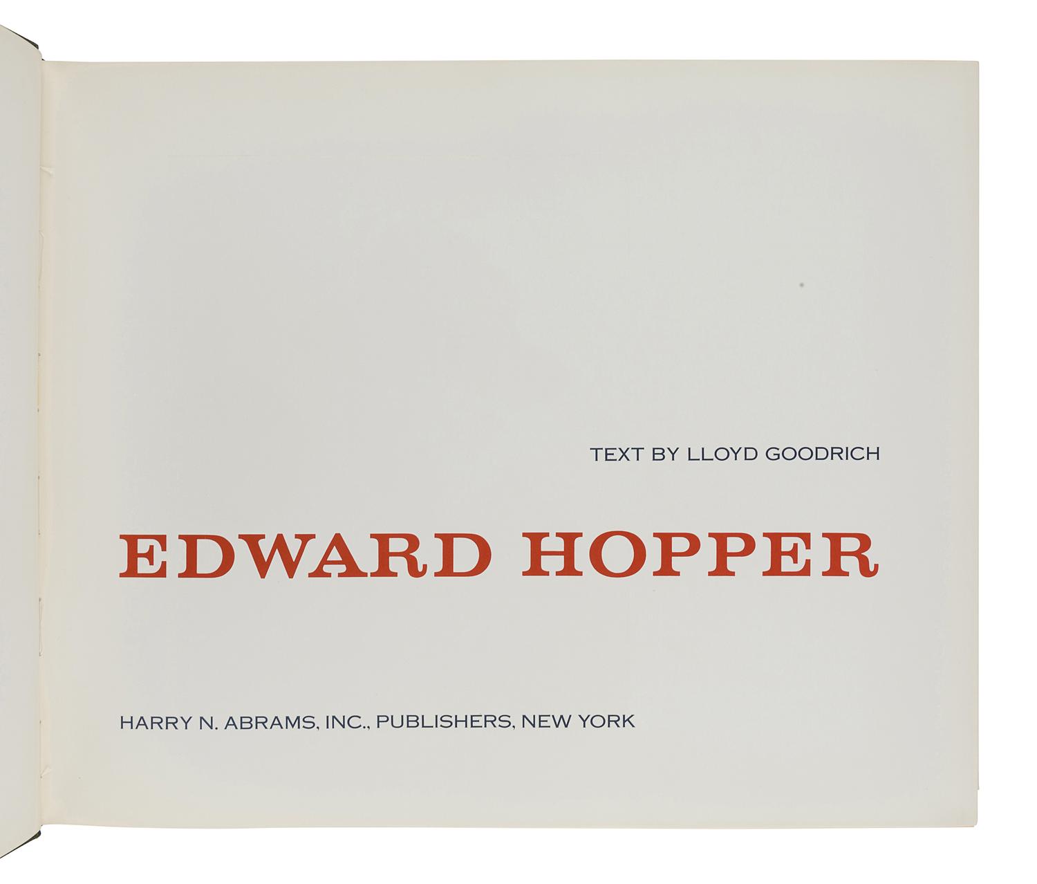 [HOPPER, Edward (1882-1967)]. GOODRICH, Lloyd. Edward Hopper. New York: Harry N. Abrams, Inc., 1989.