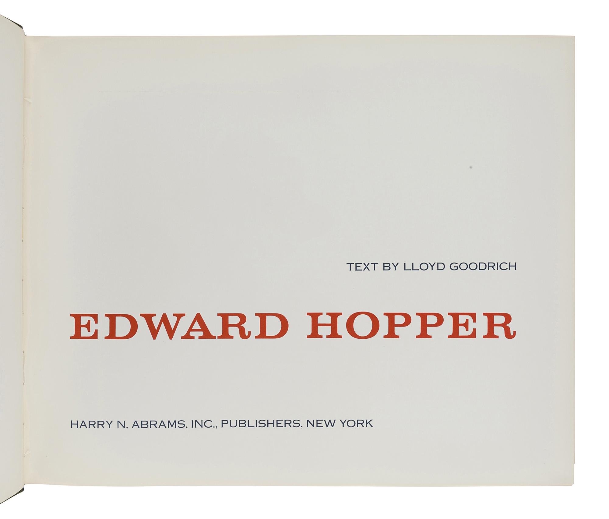[HOPPER, Edward (1882-1967)]. GOODRICH, Lloyd. Edward Hopper. New York: Harry N. Abrams, Inc., 1989.