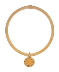YELLOW GOLD, COIN AND DIAMOND PENDANT/NECKLACE