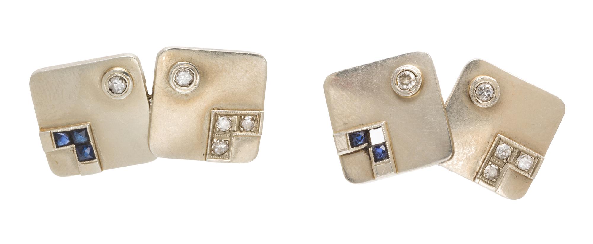 A Collection of Vintage White Gold, Diamond and Synthetic Sapphire Jewelry, 13.90 dwts.