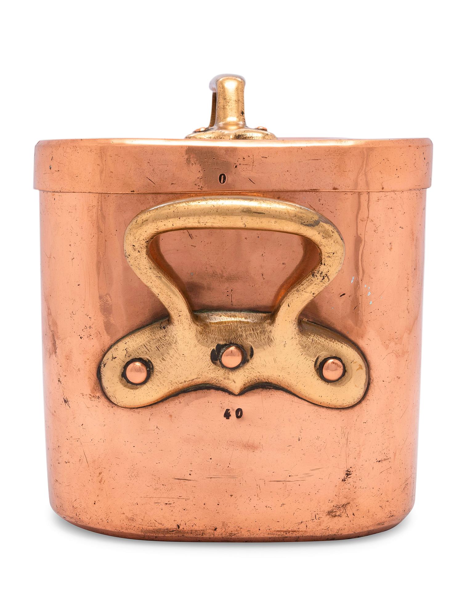 A French Copper Daubière with Brass Handles