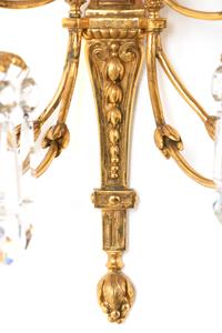 A Pair of Louis XVI Style Gilt Bronze and Cut Glass Nine-Light Sconces