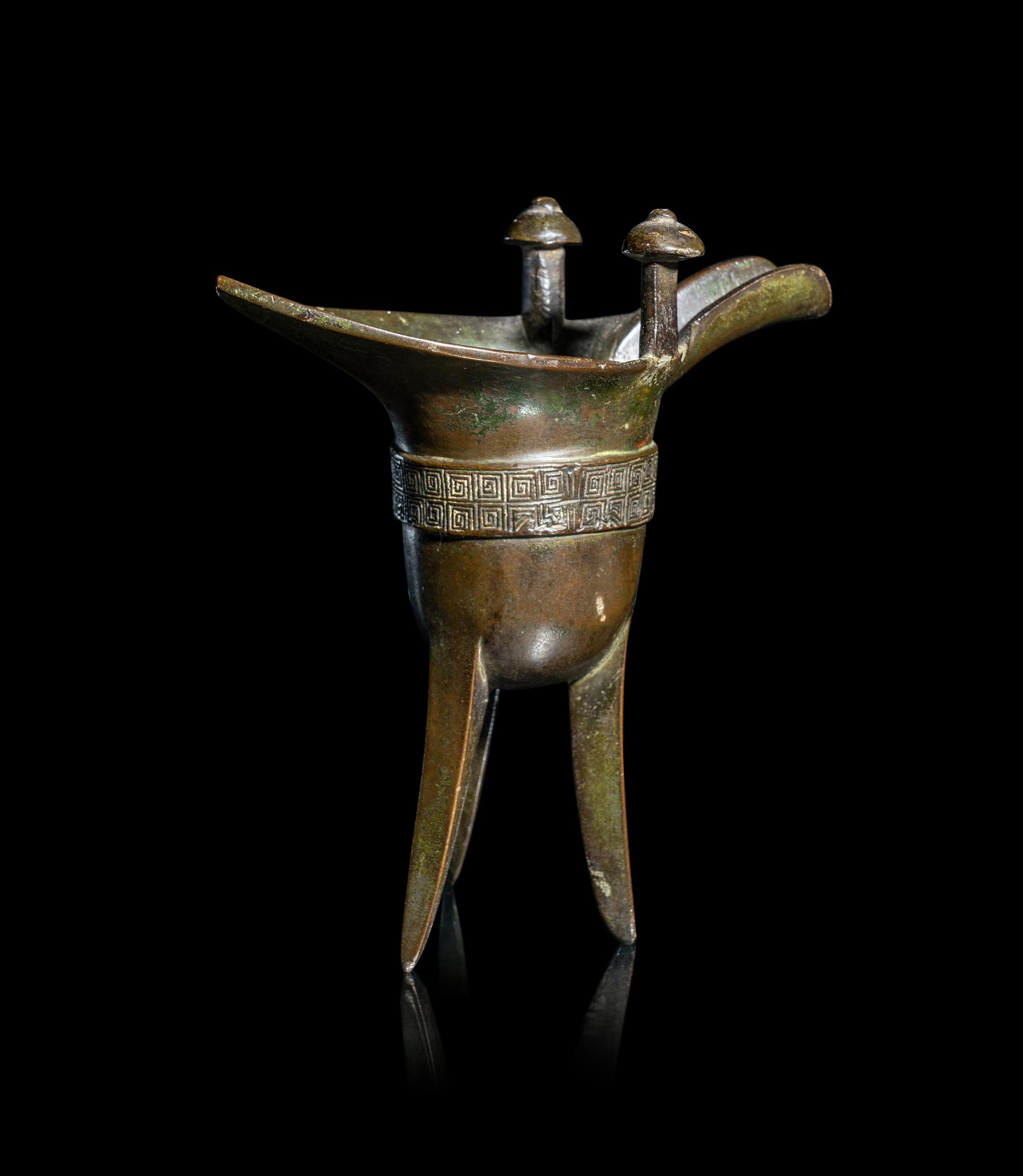 A Chinese Bronze Jue Cup