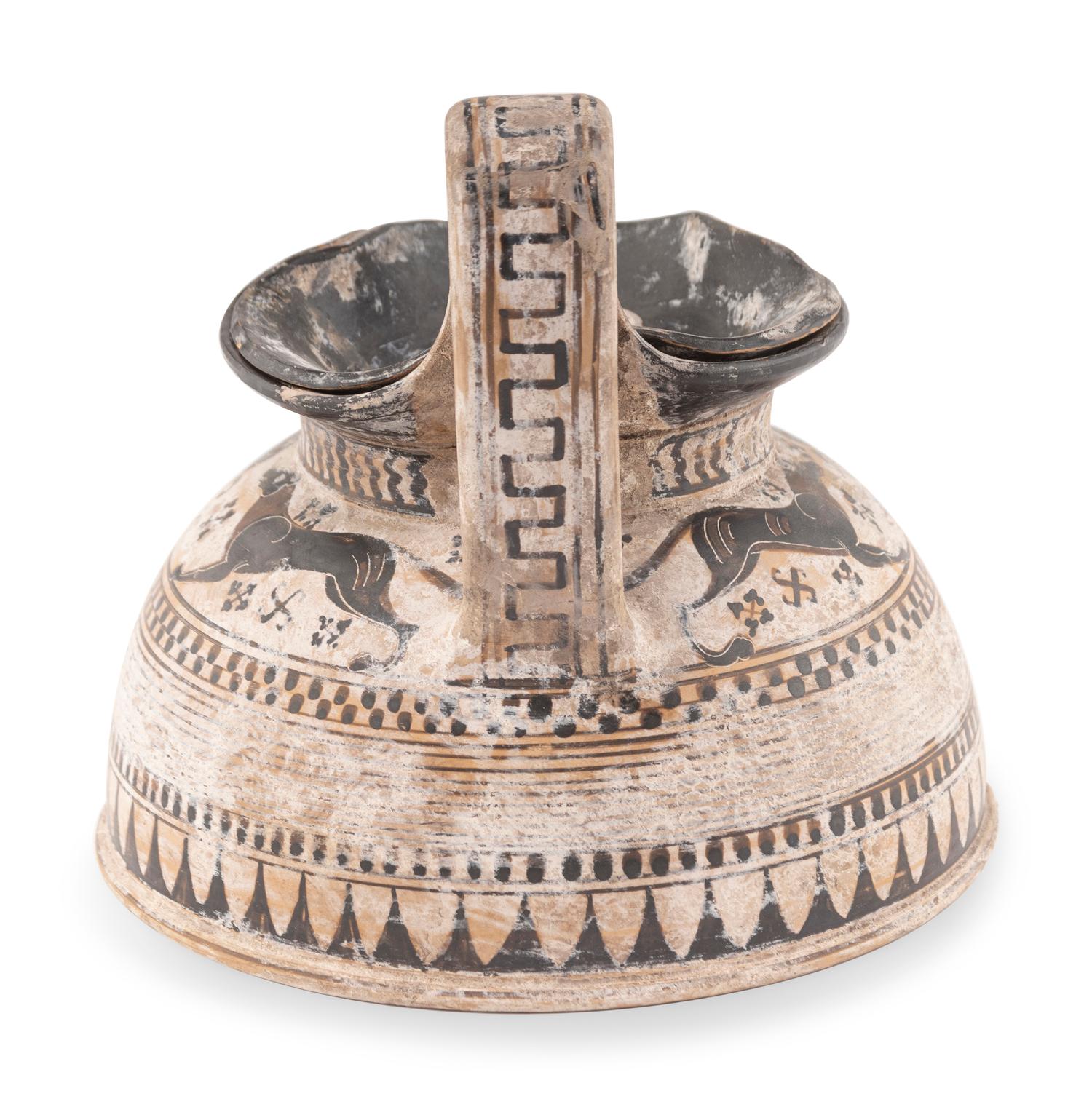 A Corinthian Style Trefoil-Lidded Vessel with Black-Figure Procession Scene