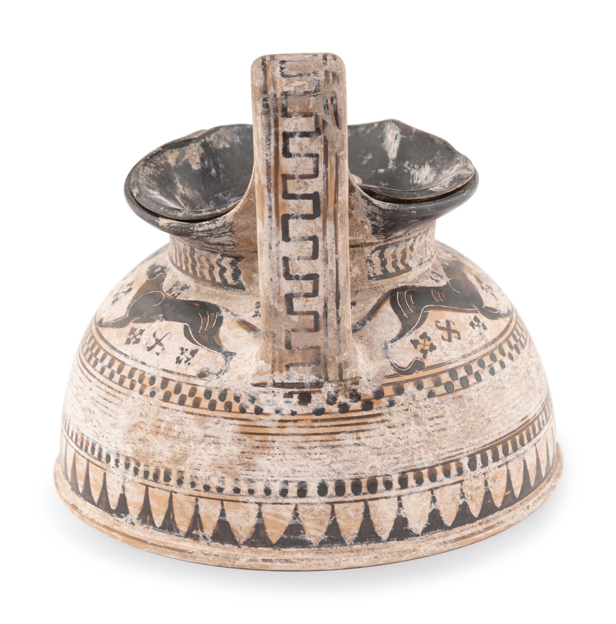 A Corinthian Style Trefoil-Lidded Vessel with Black-Figure Procession Scene