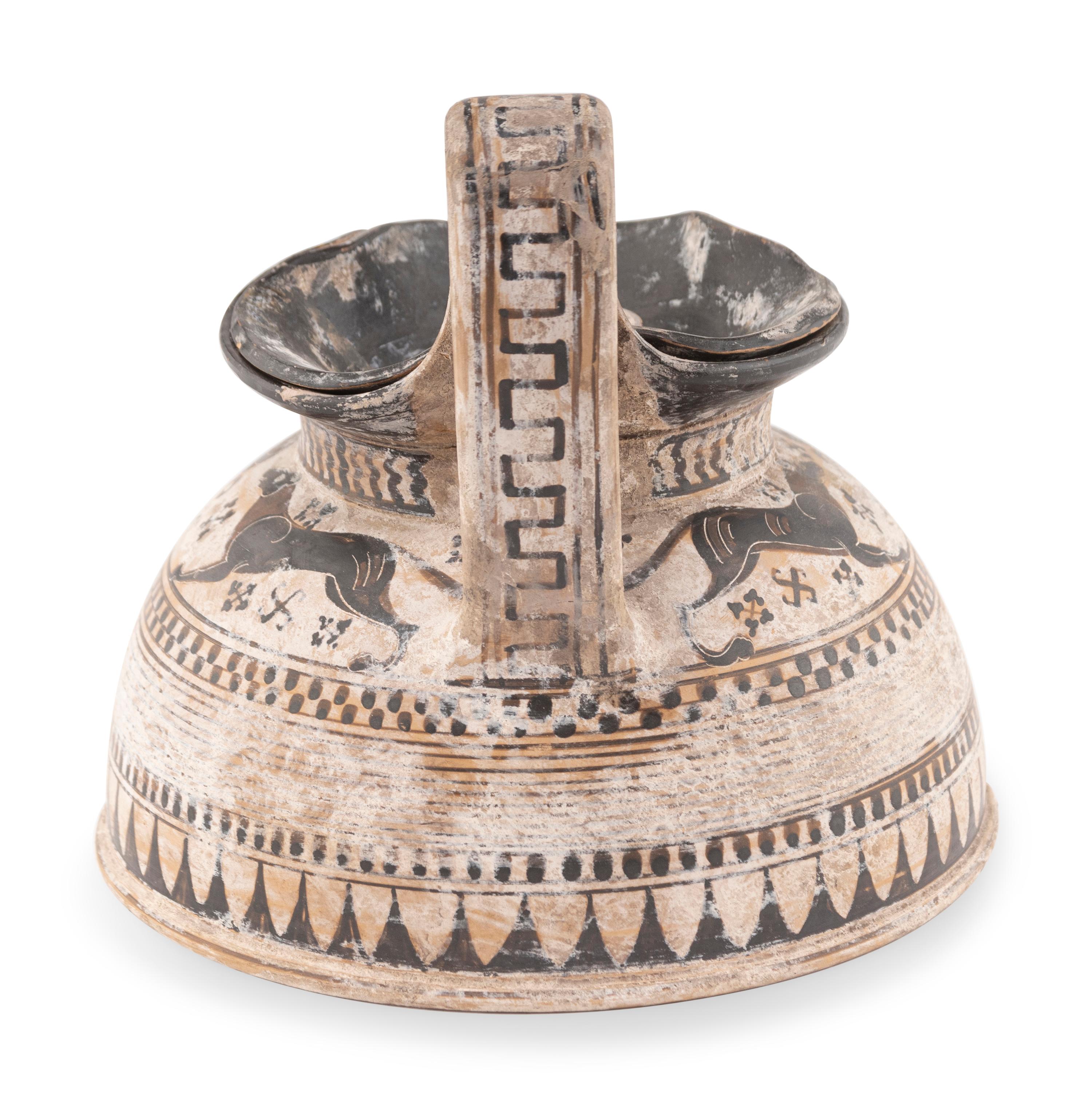 A Corinthian Style Trefoil-Lidded Vessel with Black-Figure Procession Scene