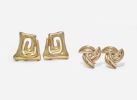Two Sets of Yellow Gold Ear Clips