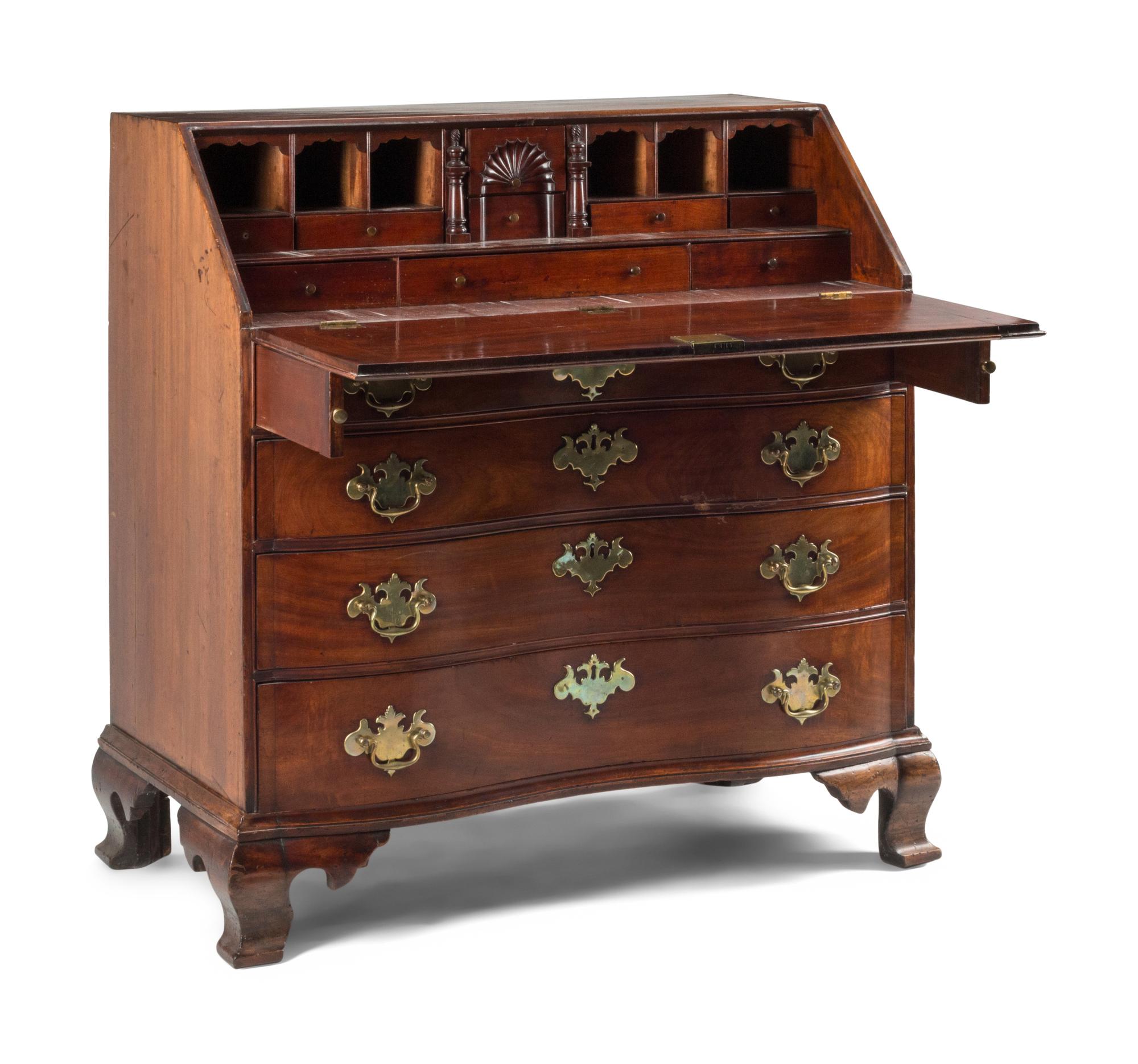 A Chippendale Mahogany Slant-Front Bureau