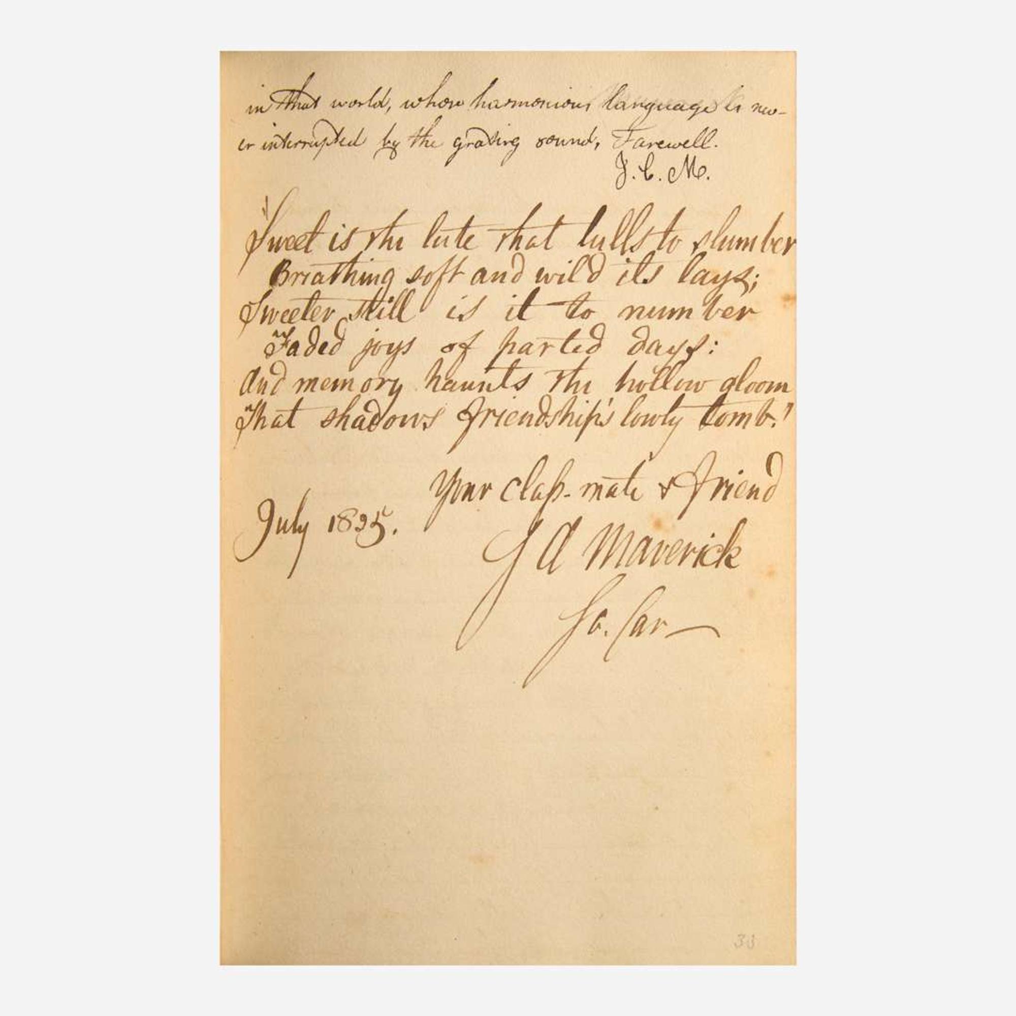 [Americana] [Yale University] (Maverick, Samuel) 1825 Yale College Yearbook