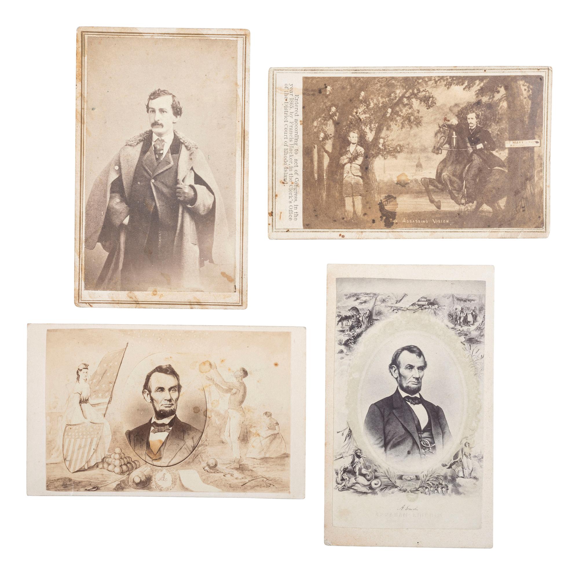[LINCOLN, Abraham (1809-1865)]. A group of 4 CDVs of Abraham Lincoln and John Wilkes Booth, comprising: