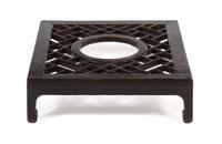 A Chinese Black Lacquered Softwood Footrest, Jiaota Height 7 x width 25 x depth 27 1/4 inches.
