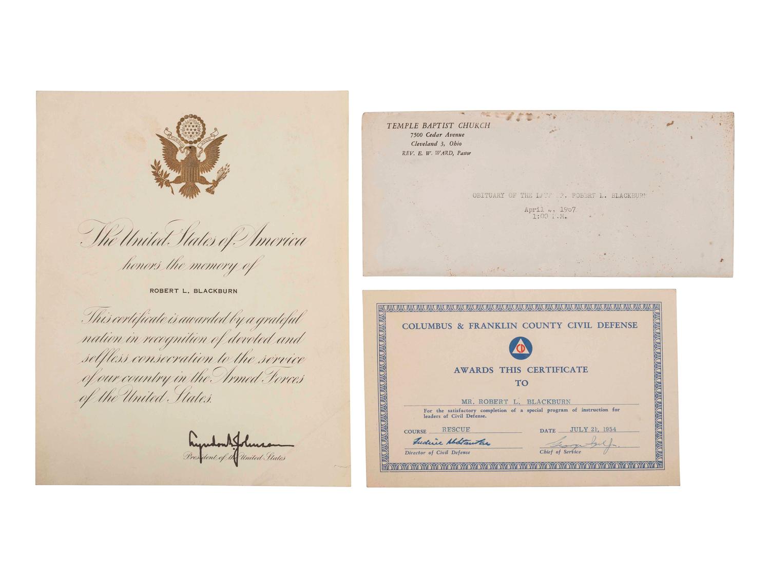 [AFRICAN AMERICANA]. Photographic archive related to Sgt. Robert L. Blackburn, 93rd Signal Company, 93rd Infantry Division, of Cleveland, Ohio.