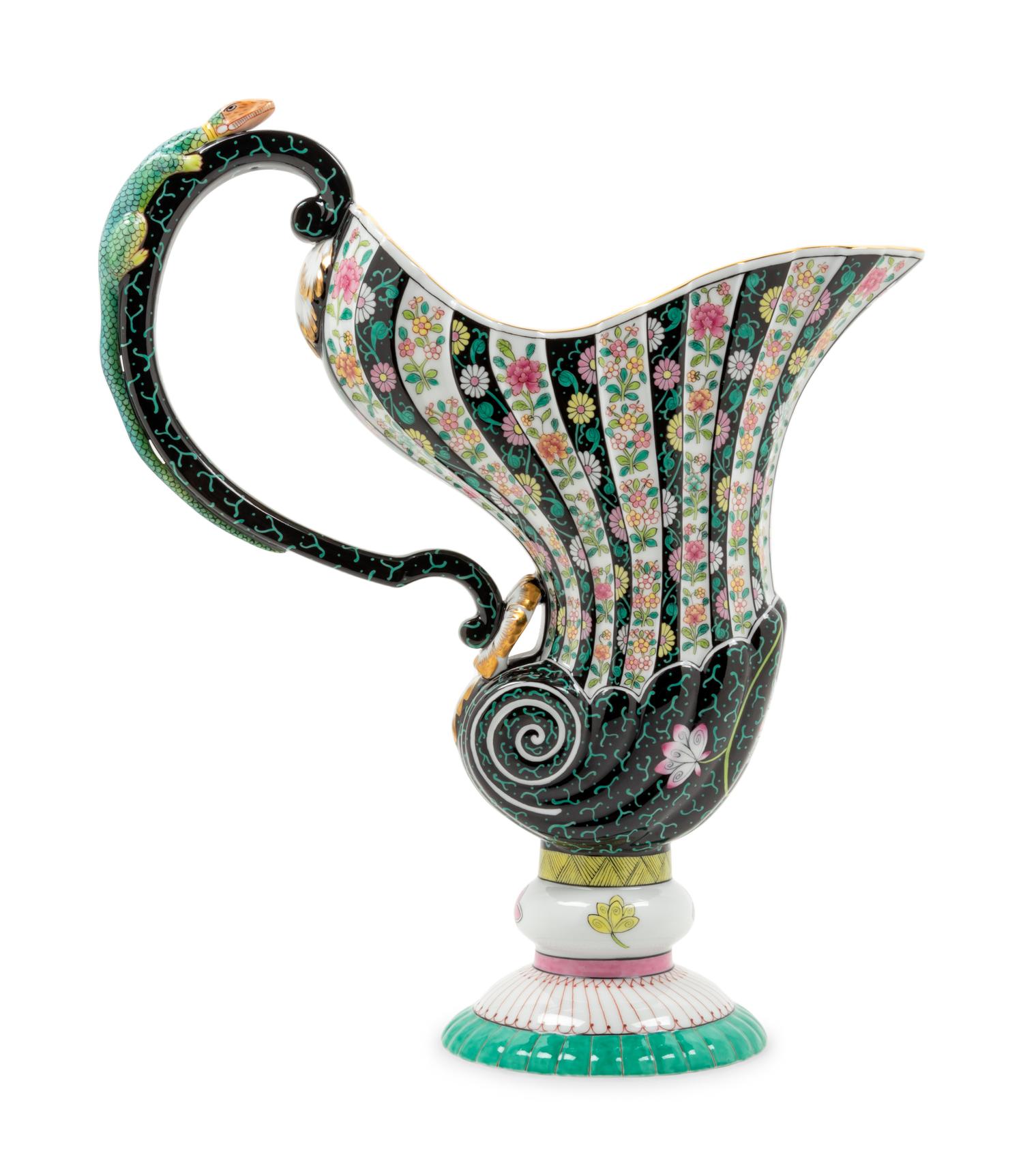 A Herend Porcelain Black Dynasty Pitcher
