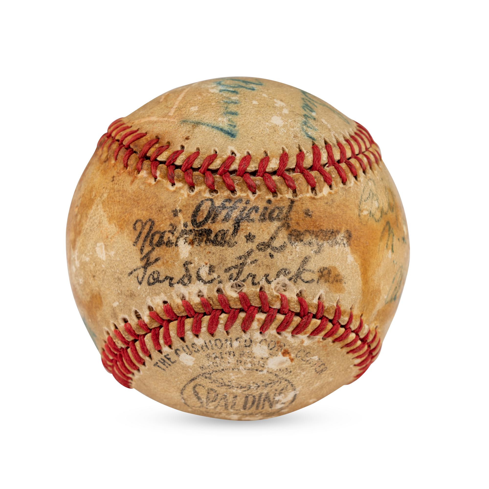 A World Series Umpire Multi Signed Autograph Baseball Also Featuring Ford Frick