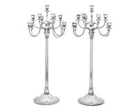 An Impressive Pair of Harald Nielsen Designed Georg Jensen Silver Thirteen-Light Candelabra