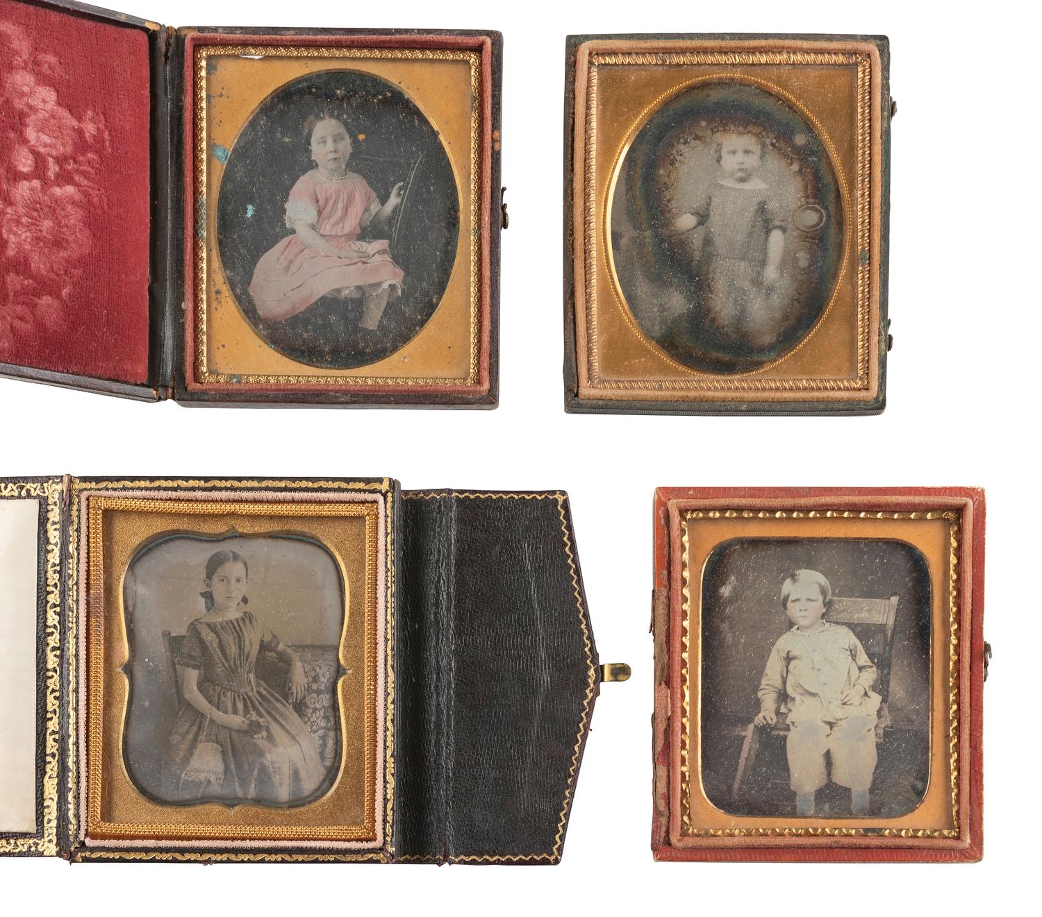 [EARLY PHOTOGRAPHY] 31 daguerreotypes of children of varying ages, incl. portraits ANSON and GURNEY.