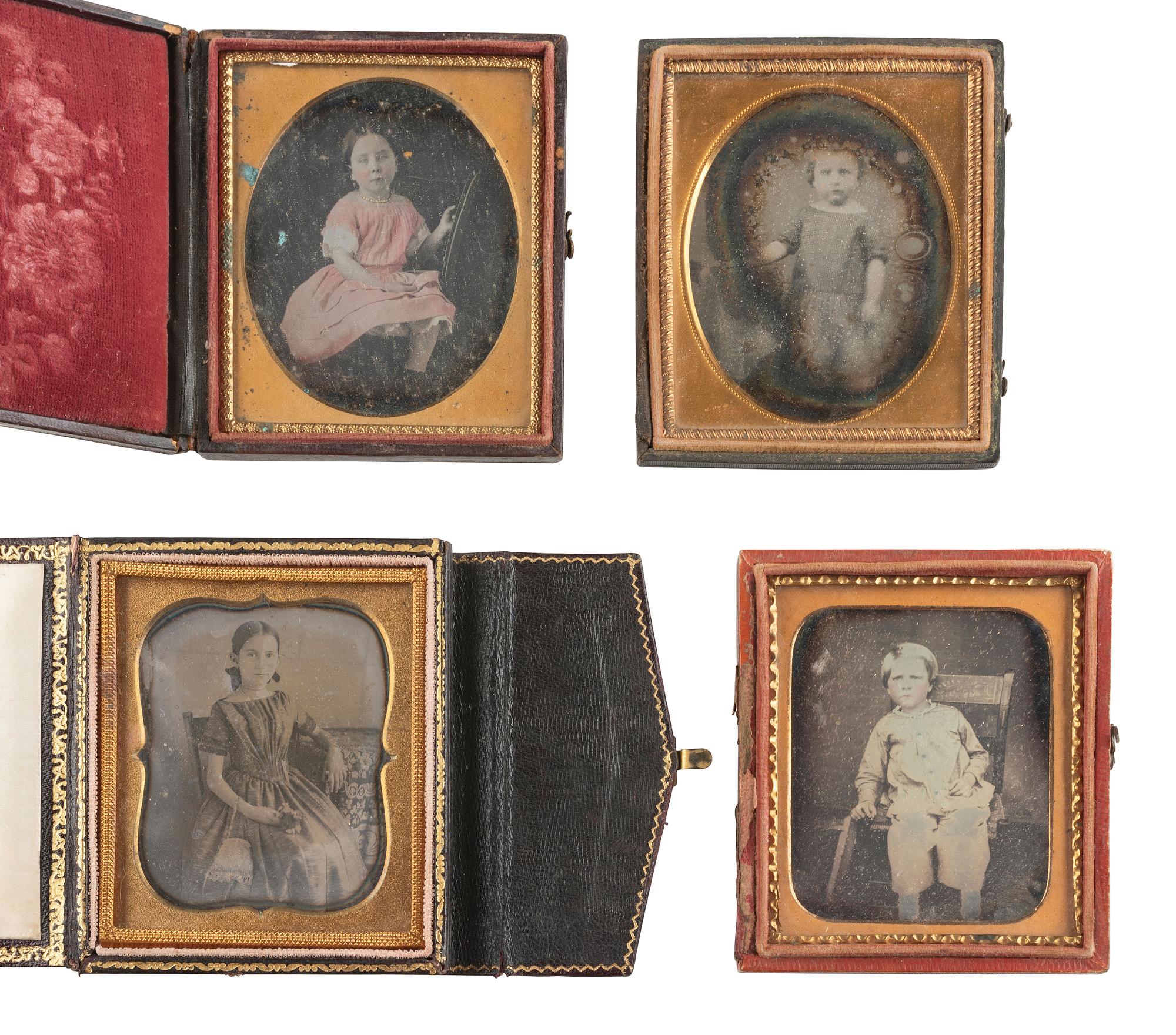 [EARLY PHOTOGRAPHY] 31 daguerreotypes of children of varying ages, incl. portraits ANSON and GURNEY.