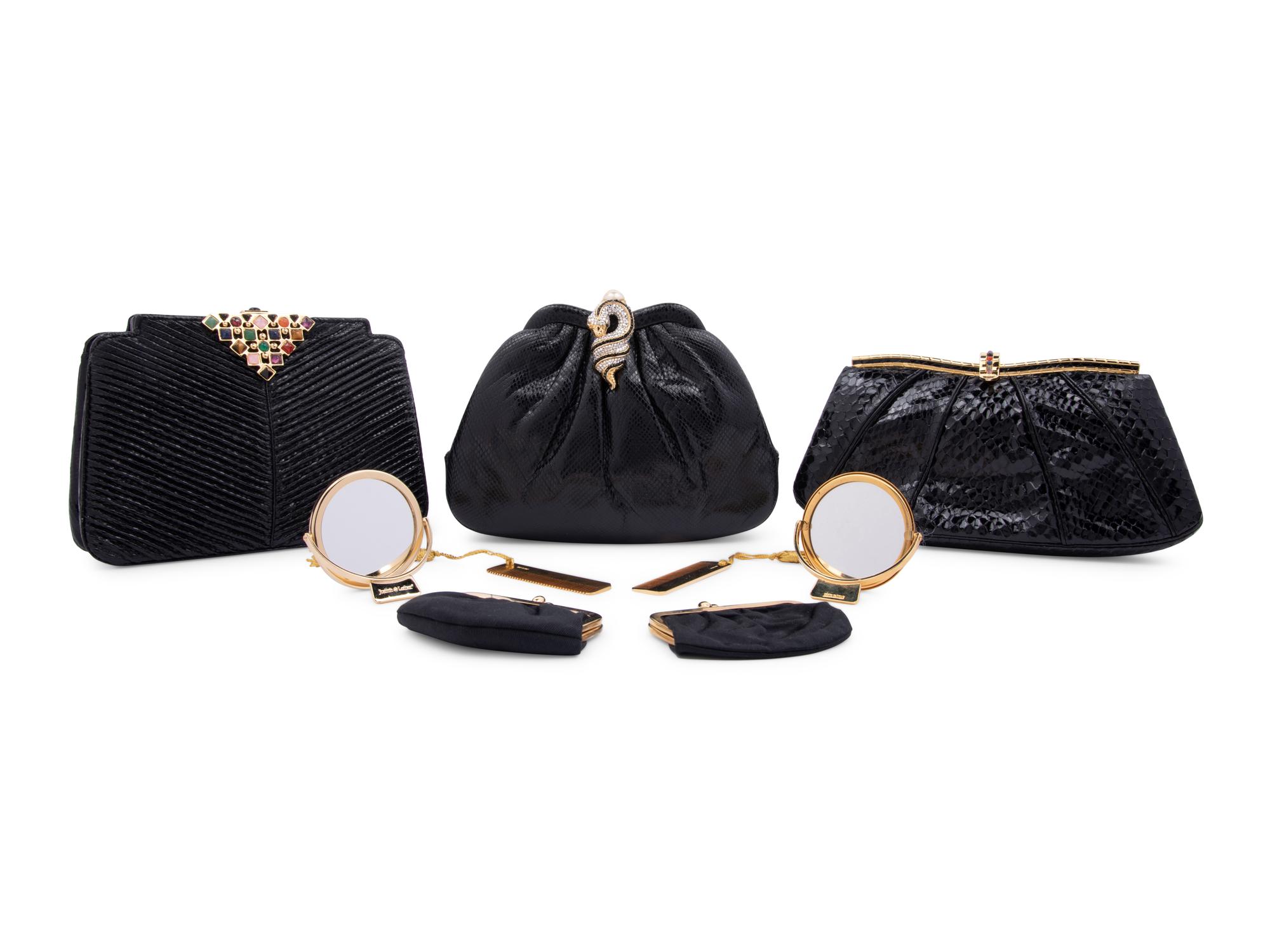 Three Judith Leiber Exotic Skin Clutches