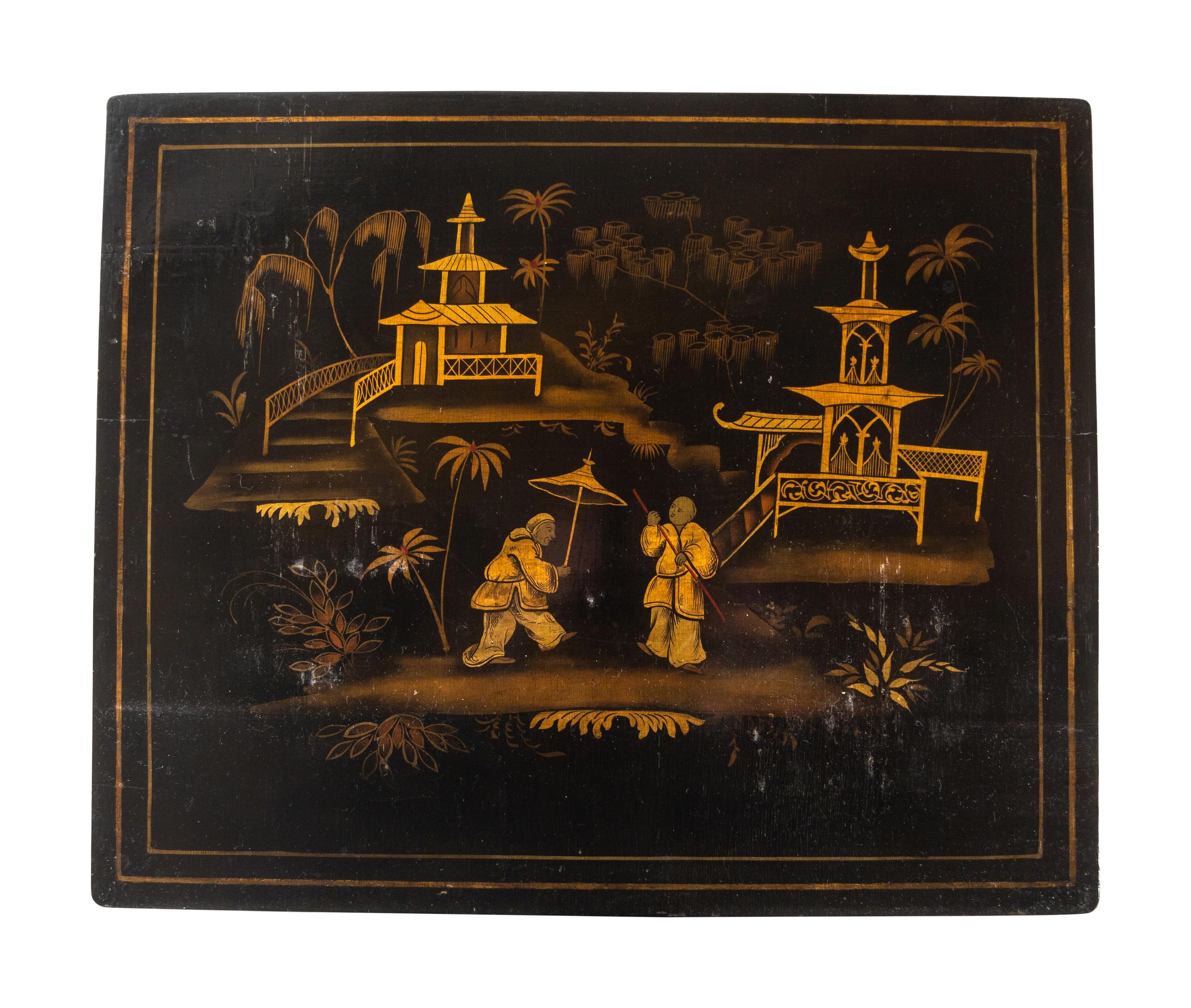 A Set of Regency Black Japanned Nesting Tables
