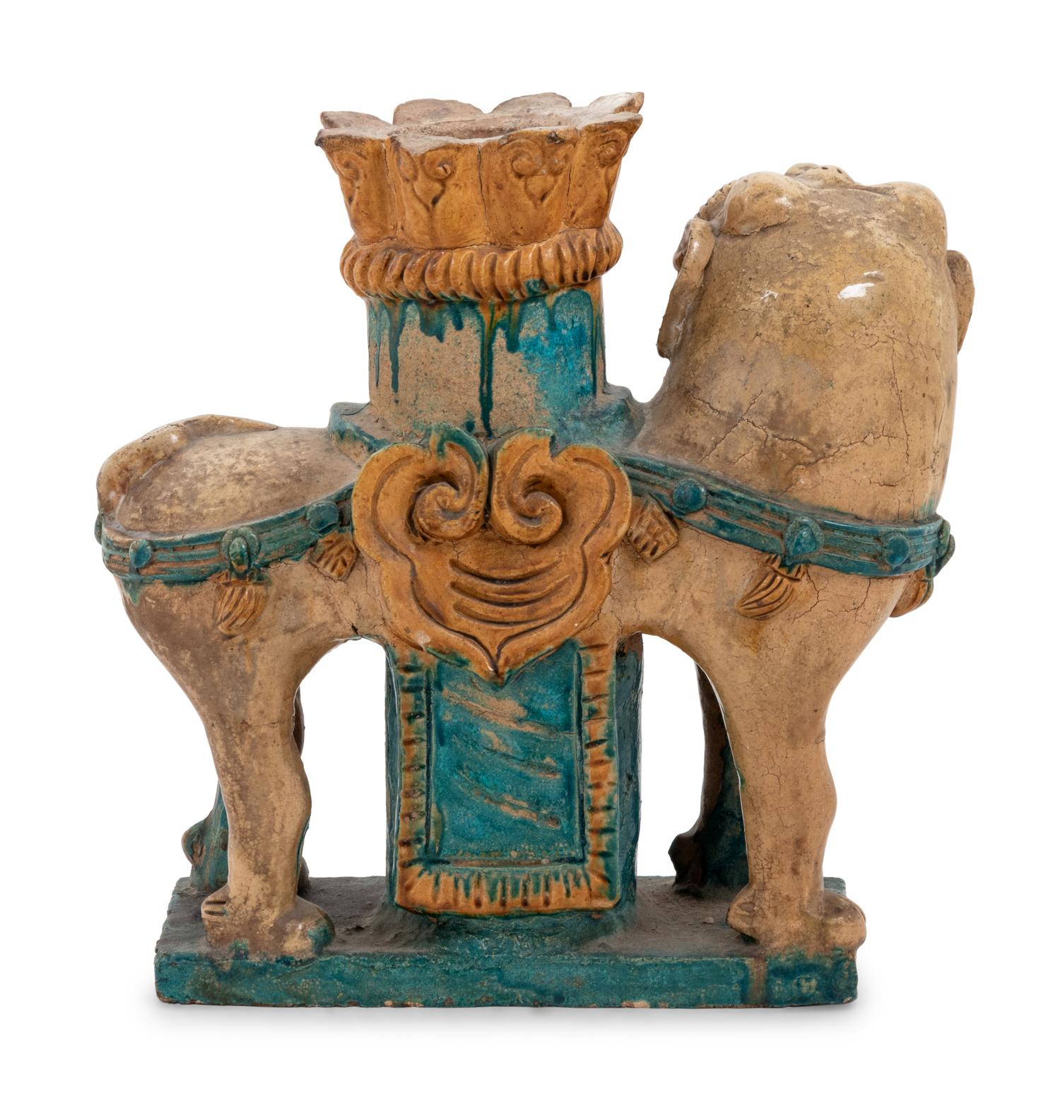 A Chinese Polychrome Glazed Pottery Elephant